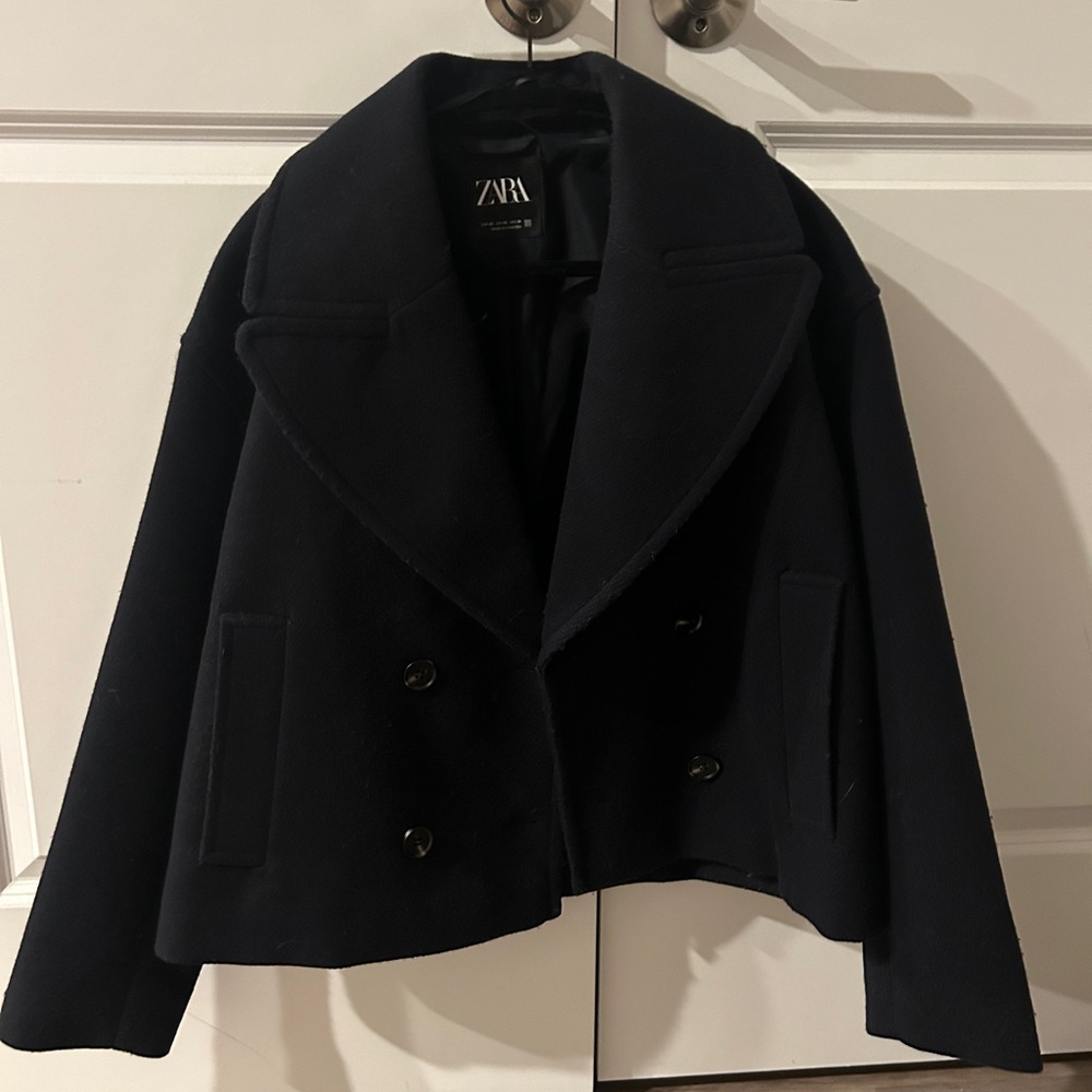 Zara cropped peacoat navy